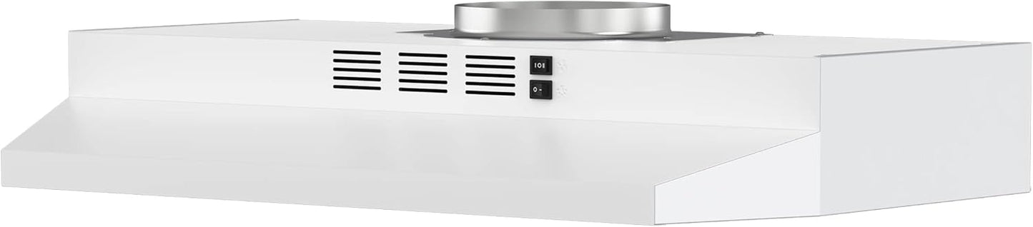 FIREGAS 30 inch Range Hood Under Cabinet, Ducted/Ductless Convertible Stainless Steel Kitchen Range Hood with Rocker Button Control, 2 Speed Exhaust Fan, 300 CFM Aluminum Filter Included