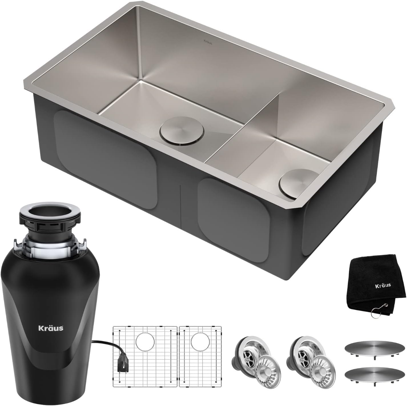 Kraus KHU100-32 Standart PRO 16 Gauge Undermount Single Bowl Stainless Steel Kitchen Sink, 32 Inch