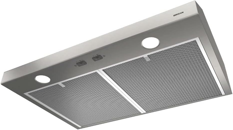Broan-NuTone BCSD130SS Glacier Range Hood with Light, Exhaust Fan for Under Cabinet, Stainless Steel, 30-inch, 300 Max Blower CFM