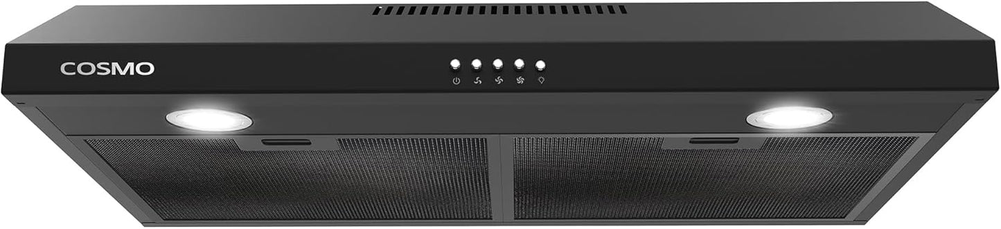 COSMO COS-5MU36 36 in. Delta Collection Ducted Under Cabinet Range Hood, Button Controls, Reusable Filters, LED Lights, Stainless Steel