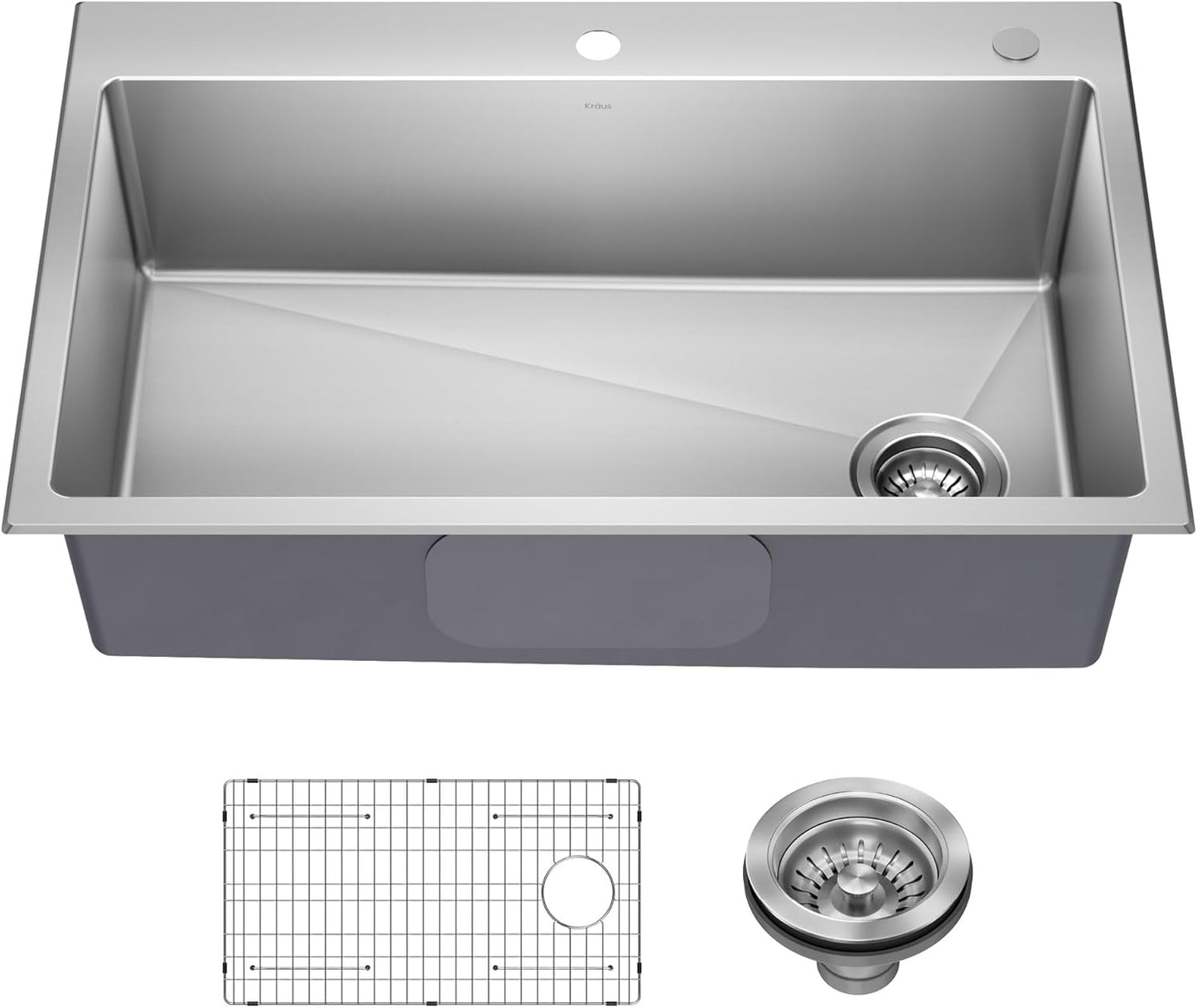 KRAUS Fairlane 33-inch Undermount Single Bowl 18-Gauge Stainless Steel Kitchen Sink, KHU640-33