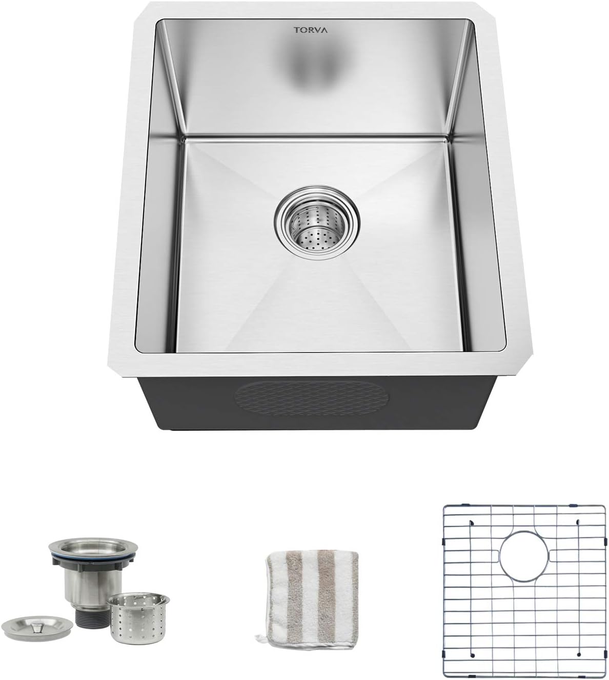 TORVA 22-Inch Undermount Kitchen Sink, Premium 304 Stainless Steel Bar Sink - 10 Inches Deep Basin Single Bowl Sink