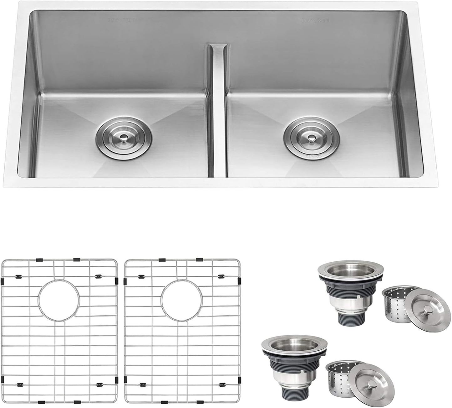 Ruvati 36-inch Low-Divide Undermount kitchen Sink - 60/40 Double Bowl kitchen Sink - 16 Gauge Stainless Steel Kitchen Sink with Brushed Finish, Easy-to-Clean, Undermount Sink - RVH7417