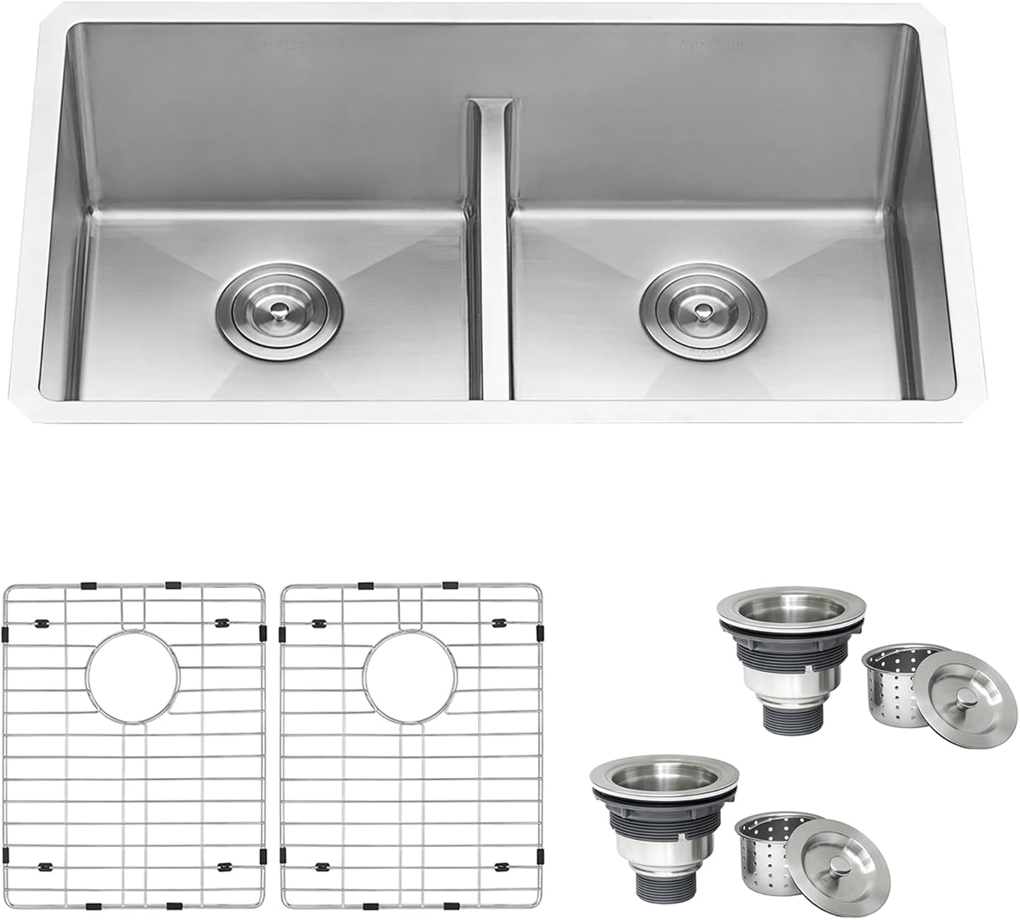 Ruvati 36-inch Low-Divide Undermount kitchen Sink - 60/40 Double Bowl kitchen Sink - 16 Gauge Stainless Steel Kitchen Sink with Brushed Finish, Easy-to-Clean, Undermount Sink - RVH7417