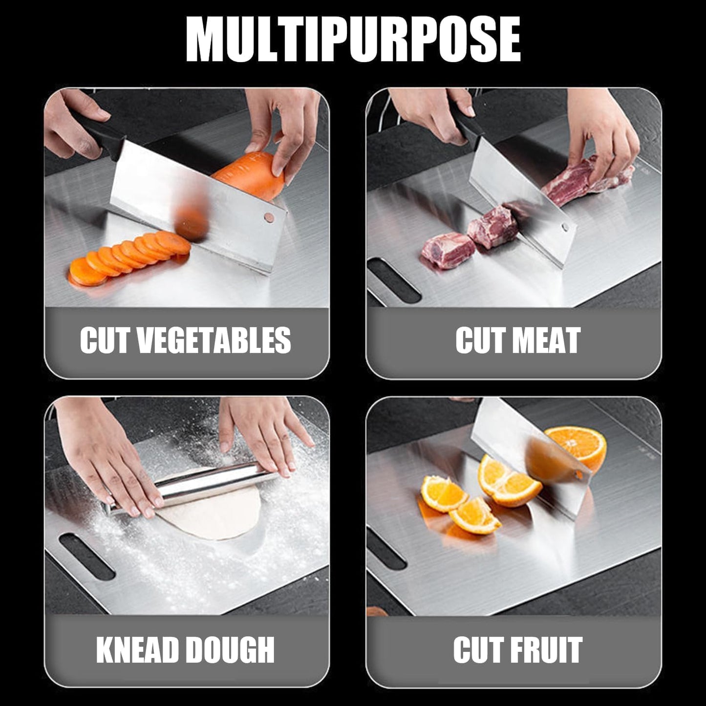 Titanium Cutting Board - 2025 New Upgrade 100% Pure Titanium Cutting Boards for Kitchen Double Sided Non Toxic Titanware Cutting Board,Hygiene Durable Dishwasher Safe Chopping Board (12"L x 9"W)