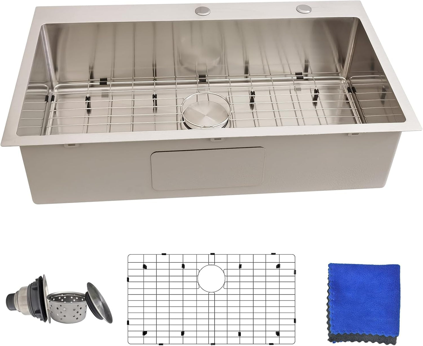 15 Inch Bar Sink Drop In - Delironexu 18 Gauge Stainless Steel Small Kitchen Sink, 15"x15" Single Bowl Square Wet Bar with Brushed Finish for Outdoor, RV, and Prep Use
