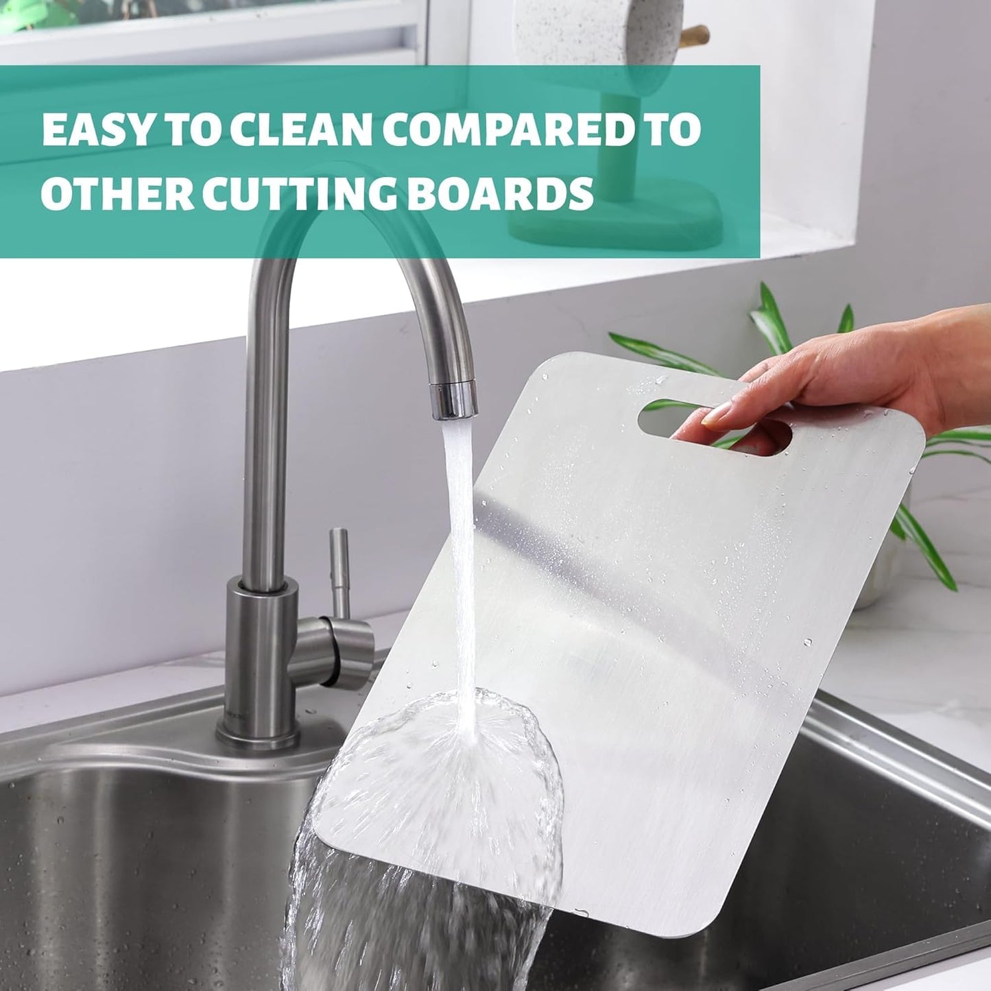 Stainless Steel Cutting Board, 3 PCS Cutting Boards for Kitchen, 304 Stainless Non Stick Chopping Cutting Board for Meat Fruit & Vegetable (15.3 x 11, 13.4 x 9, 11.8 x 7.9 in)