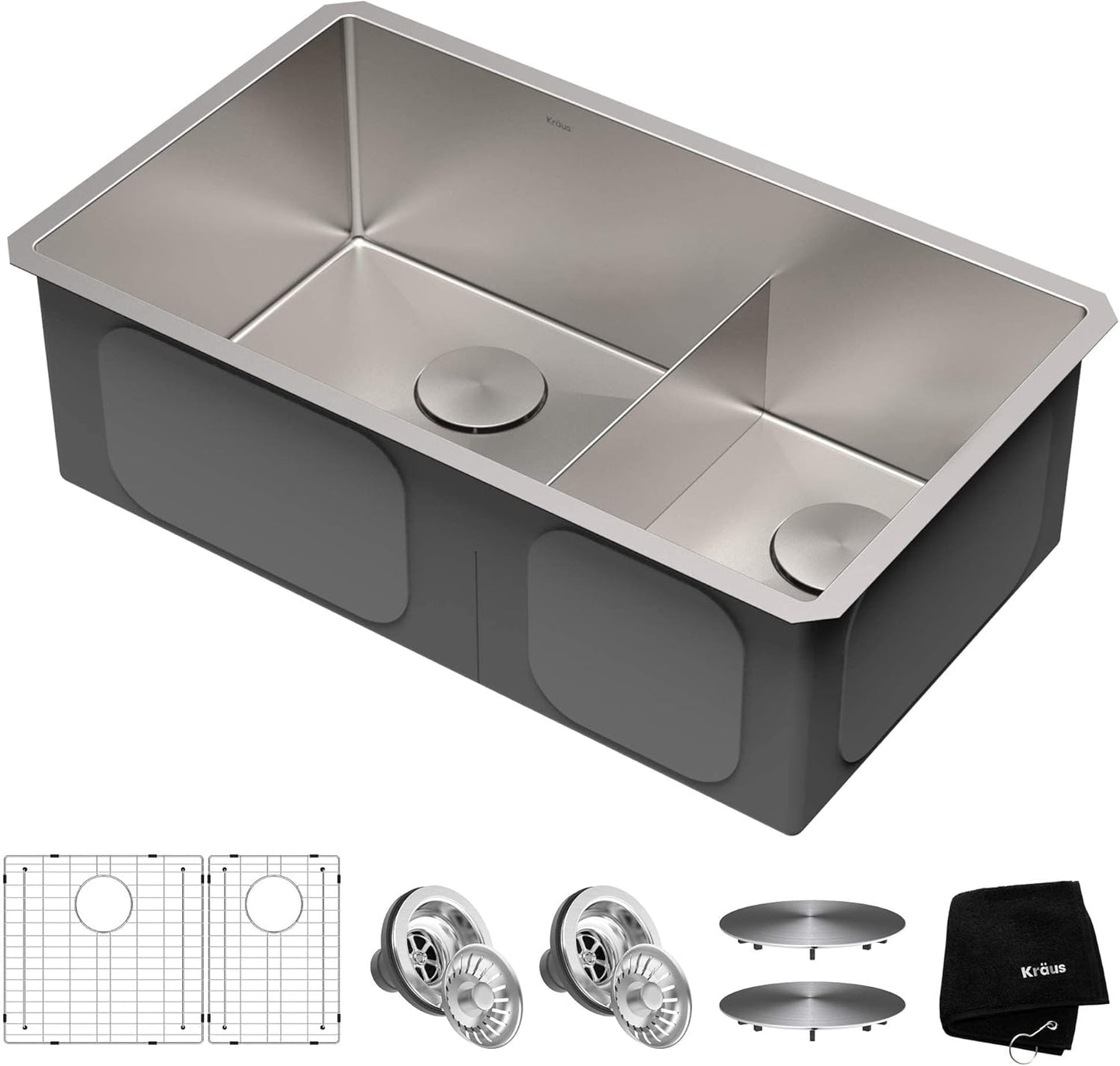 Kraus KHU100-32 Standart PRO 16 Gauge Undermount Single Bowl Stainless Steel Kitchen Sink, 32 Inch