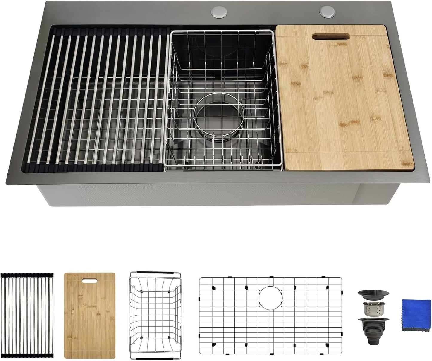 15 Inch Bar Sink Drop In - Delironexu 18 Gauge Stainless Steel Small Kitchen Sink, 15"x15" Single Bowl Square Wet Bar with Brushed Finish for Outdoor, RV, and Prep Use