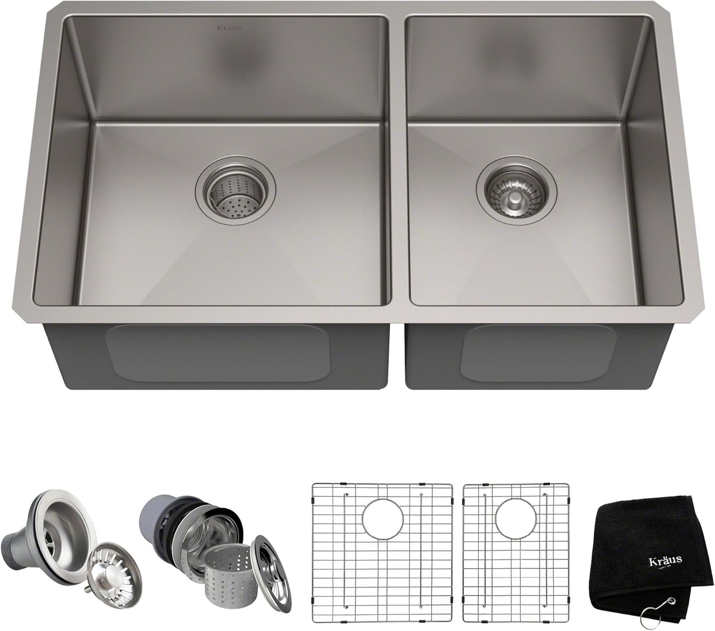 Kraus KHU100-32 Standart PRO 16 Gauge Undermount Single Bowl Stainless Steel Kitchen Sink, 32 Inch
