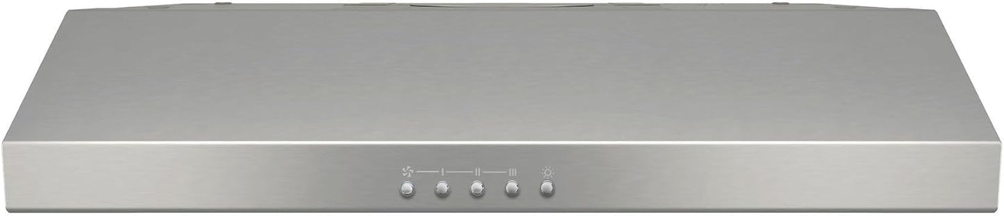 Broan-NuTone BCSQ130SS Three-Speed Glacier Under-Cabinet Range Hood with LED Lights ADA Capable, 1.5 Sones, 375 Max Blower CFM, 30-Inch, Stainless Steel