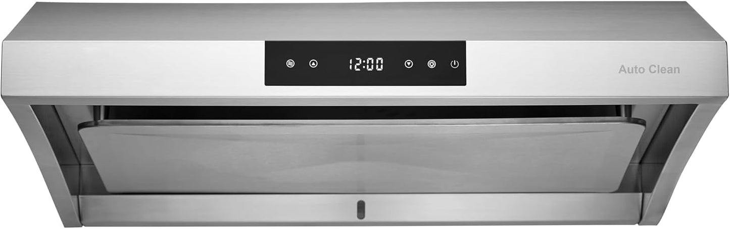 Hauslane Range Hood Under Cabinet 30 Inch, Hood Vent for Kitchen | Quiet Vent Hood, Energy Saving LED, Stainless Steel Ducted or Ductless Hood Ranges, Recirculating Operation UC-B018