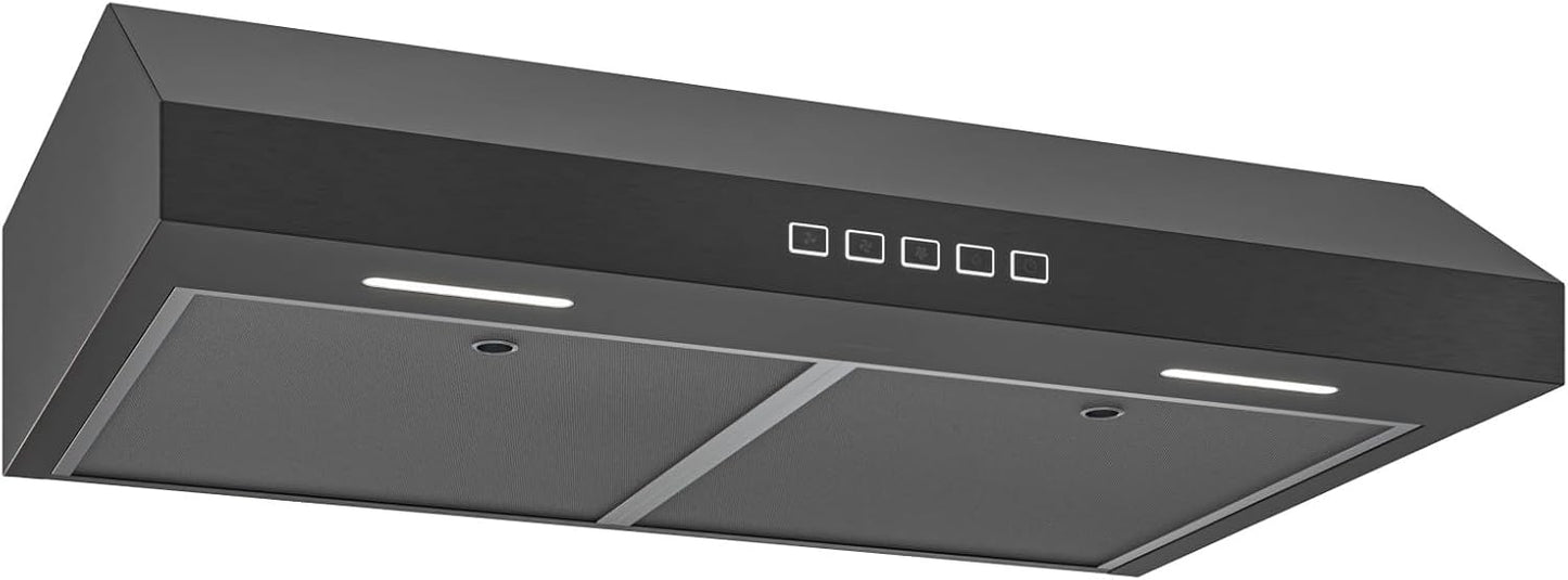 Broan-NuTone BCSQ130SS Three-Speed Glacier Under-Cabinet Range Hood with LED Lights ADA Capable, 1.5 Sones, 375 Max Blower CFM, 30-Inch, Stainless Steel