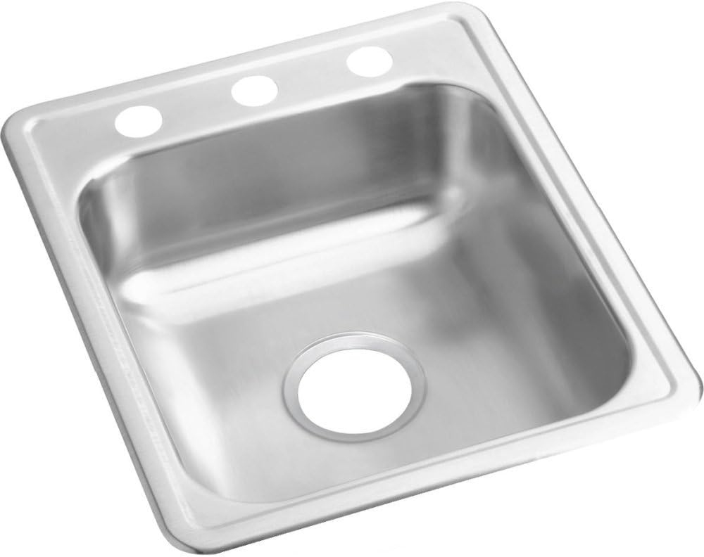 Elkay D11515 Dayton 15" Drop In Single Basin Stainless Steel Kitchen Sink - 1 Faucet Hole