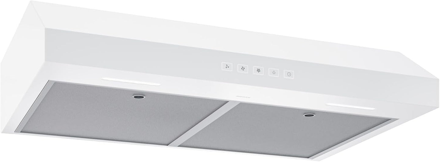 Broan-NuTone BCSQ130SS Three-Speed Glacier Under-Cabinet Range Hood with LED Lights ADA Capable, 1.5 Sones, 375 Max Blower CFM, 30-Inch, Stainless Steel