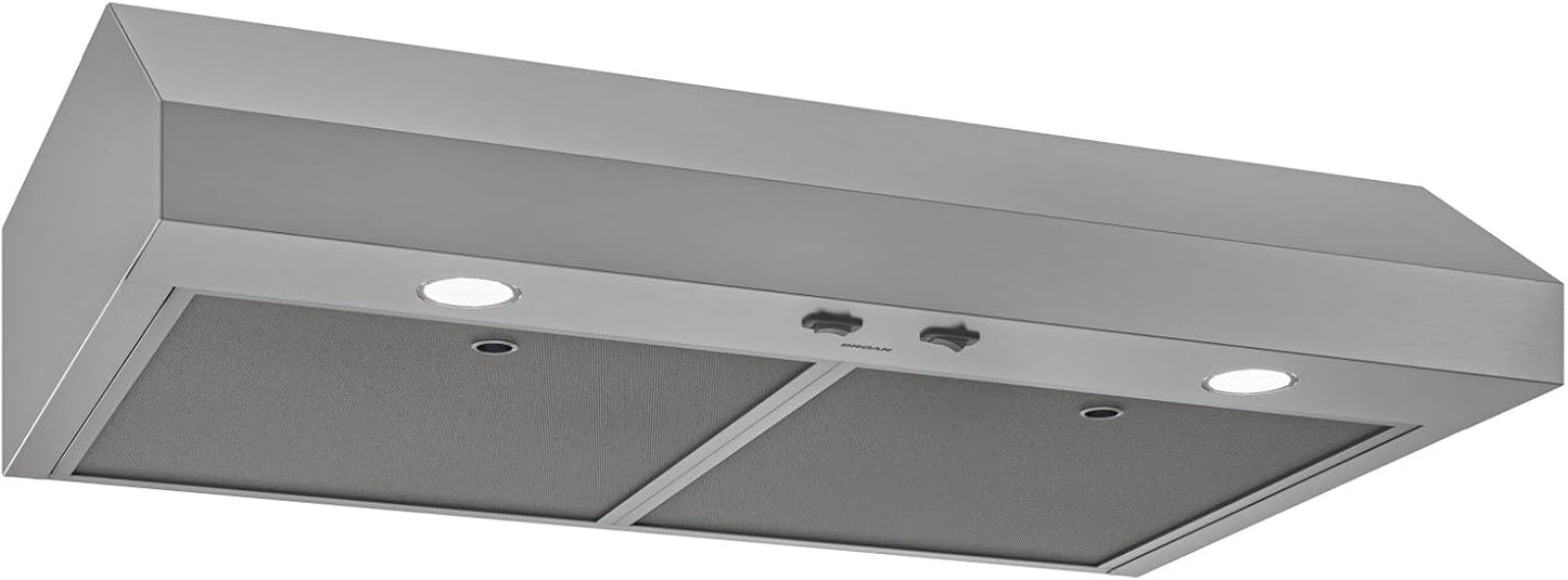 Broan-NuTone BCSD130SS Glacier Range Hood with Light, Exhaust Fan for Under Cabinet, Stainless Steel, 30-inch, 300 Max Blower CFM