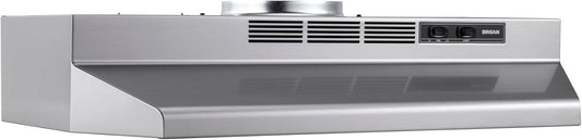 Broan-NuTone F4024SF Inch Fingerprint Resistant Convertible, 230 Max Blower CFM, 24", Stainless Finish with PrintGuard Under-Cabinet Range Hood