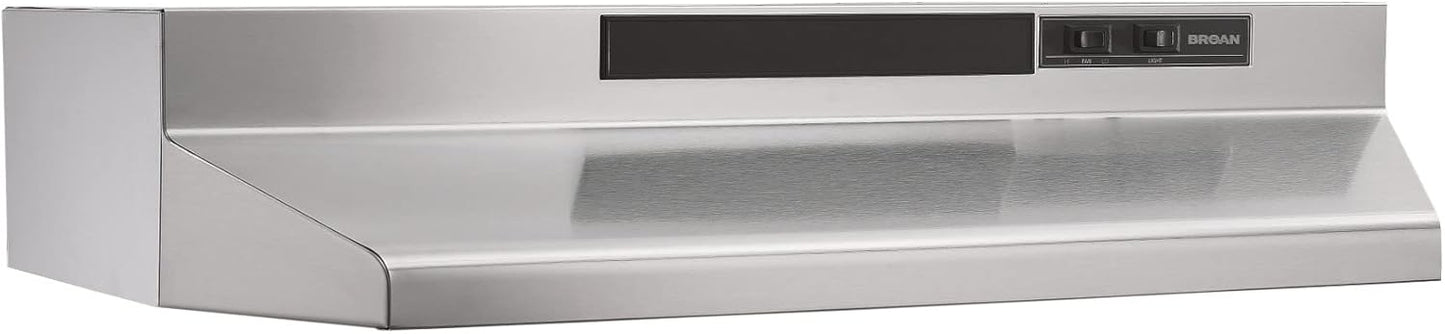 Broan-NuTone F4024SF Inch Fingerprint Resistant Convertible, 230 Max Blower CFM, 24", Stainless Finish with PrintGuard Under-Cabinet Range Hood