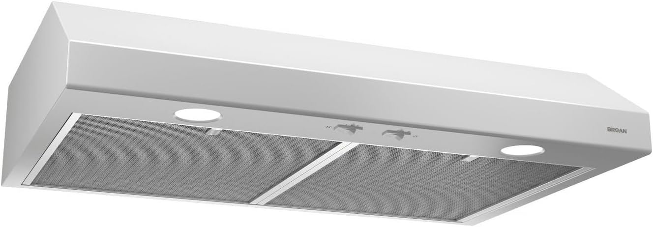 Broan-NuTone BCSD130SS Glacier Range Hood with Light, Exhaust Fan for Under Cabinet, Stainless Steel, 30-inch, 300 Max Blower CFM