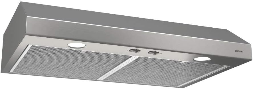 Broan-NuTone BCSD130SS Glacier Range Hood with Light, Exhaust Fan for Under Cabinet, Stainless Steel, 30-inch, 300 Max Blower CFM