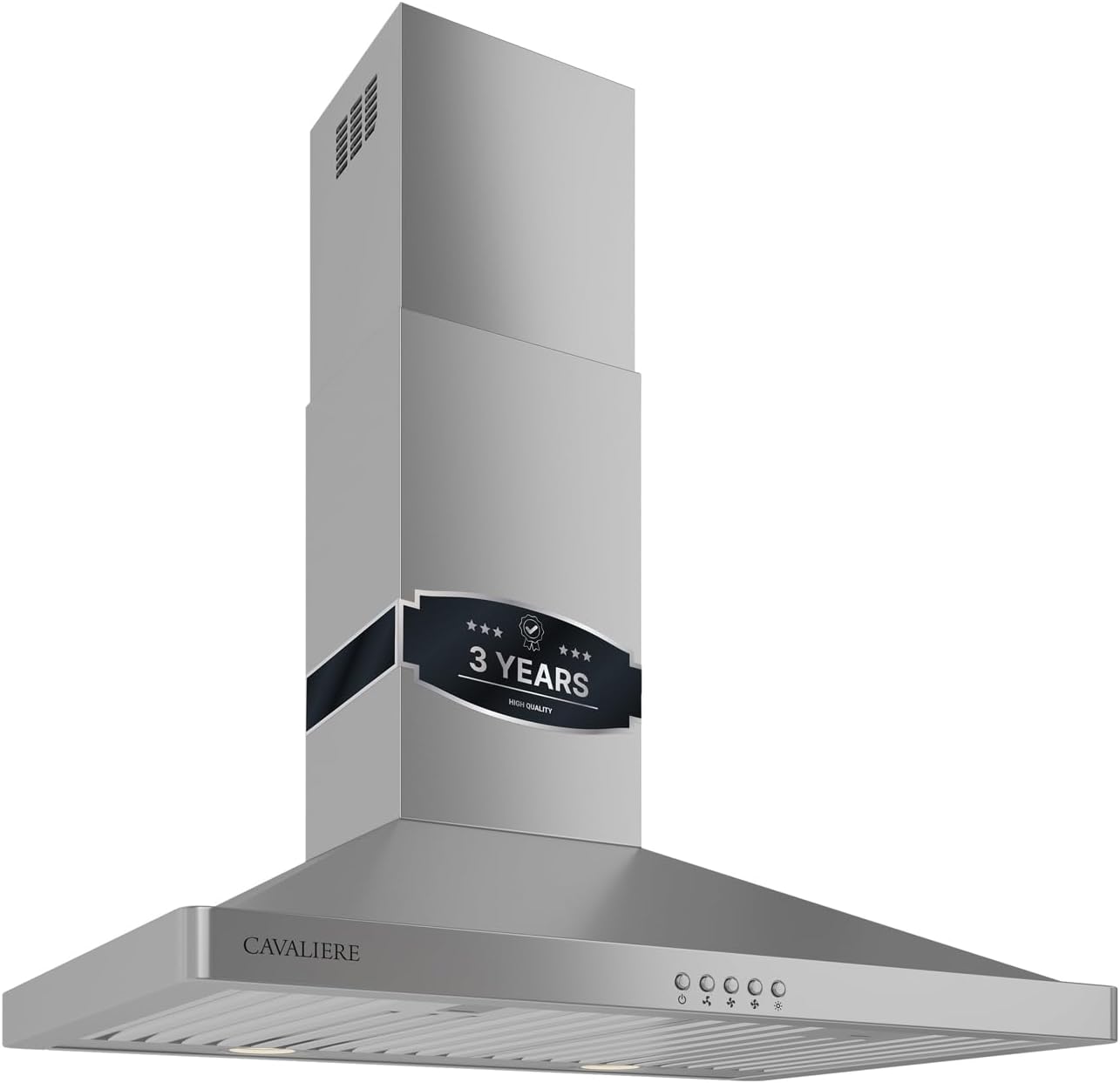CAVALIERE Wall Mount Range Hood 30 Inch, 3-Year Warranty, Value-Focused 400 CFM, Enhanced Stainless Steel Kitchen Exhaust Fan, LED Light, Baffle Filter, 3 Speed Fan, Button Control