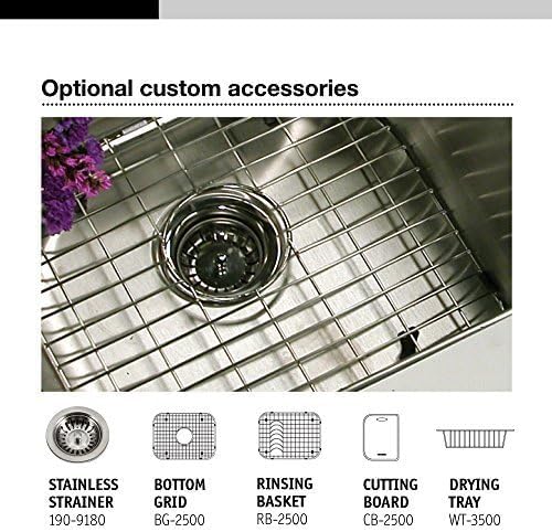 Houzer Stainless Steel 2522-8BS3-1 Glowtone Series Kitchen Sink - 25" Topmount Drop In Multipurpose Sink, Single Bowl Basin, 3 Hole, Ideal for Workstation, RV, Outdoor Kitchen, or Bar