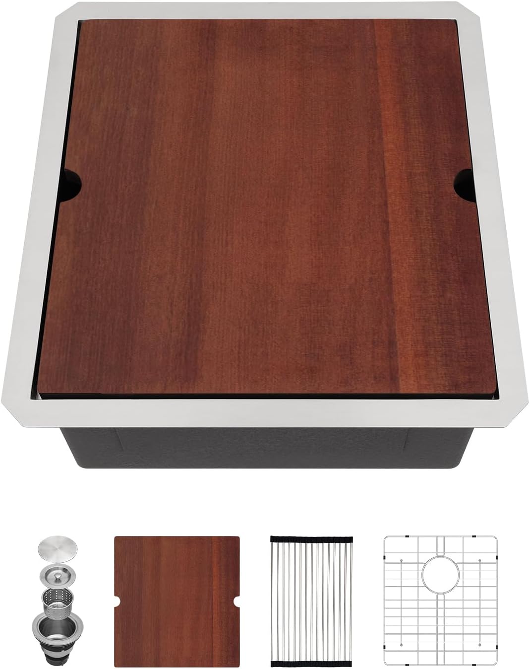 Sarlai 33 Undermount Sink Gold Stainless - 33" x19" Kitchen Sink Ledge Workstation Gold 16 Gauge Stainless Steel Deep Single Bowl Under Counter Rectangular Kitchen Sinks Basin