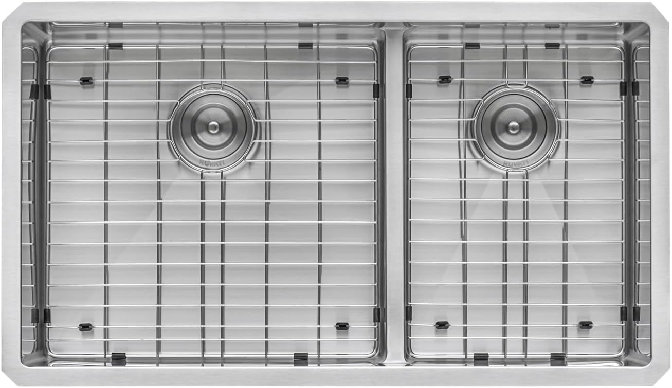 Ruvati 36-inch Low-Divide Undermount kitchen Sink - 60/40 Double Bowl kitchen Sink - 16 Gauge Stainless Steel Kitchen Sink with Brushed Finish, Easy-to-Clean, Undermount Sink - RVH7417