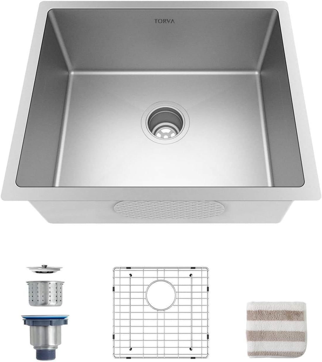 TORVA 15 x 17 Inch Undermount Kitchen Sink, Premium 304 Stainless Steel Bar Sink - 9 Inches Deep Basin Single Bowl Sink