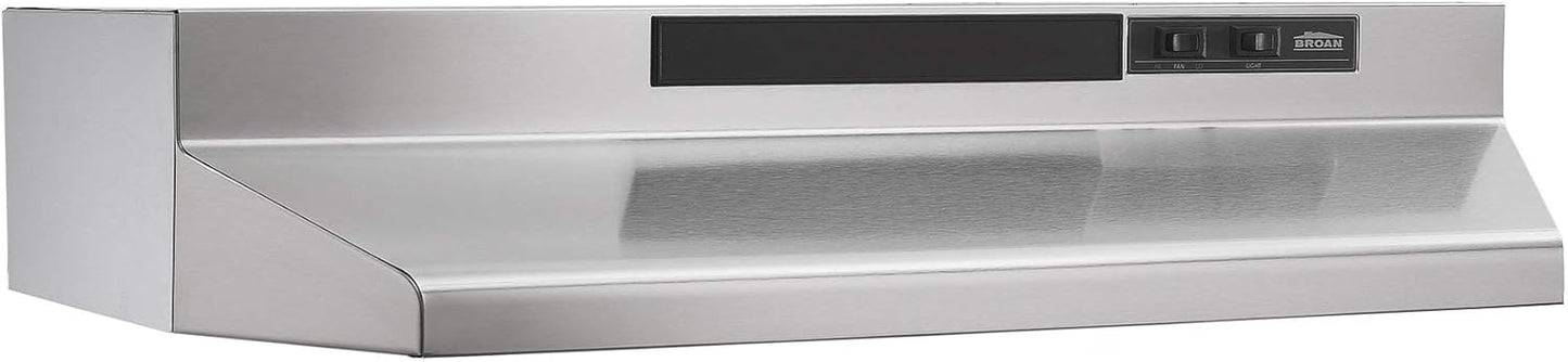 Broan-NuTone F4024SF Inch Fingerprint Resistant Convertible, 230 Max Blower CFM, 24", Stainless Finish with PrintGuard Under-Cabinet Range Hood