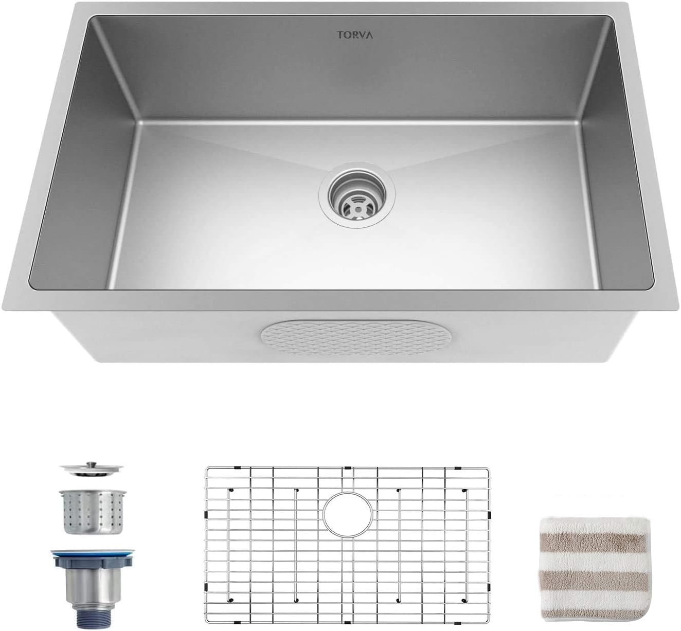 TORVA 15 x 17 Inch Undermount Kitchen Sink, Premium 304 Stainless Steel Bar Sink - 9 Inches Deep Basin Single Bowl Sink