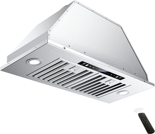 IKTCH 30 inch Built-in/Insert Range Hood 900 CFM, Ducted/Ductless Convertible Duct, Stainless Steel Kitchen Vent Hood with 4 Speed Gesture Sensing&Touch Control Panel(IKB01-30)