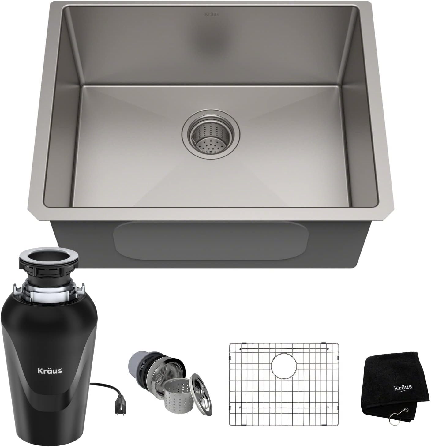 Kraus KHU100-32 Standart PRO 16 Gauge Undermount Single Bowl Stainless Steel Kitchen Sink, 32 Inch