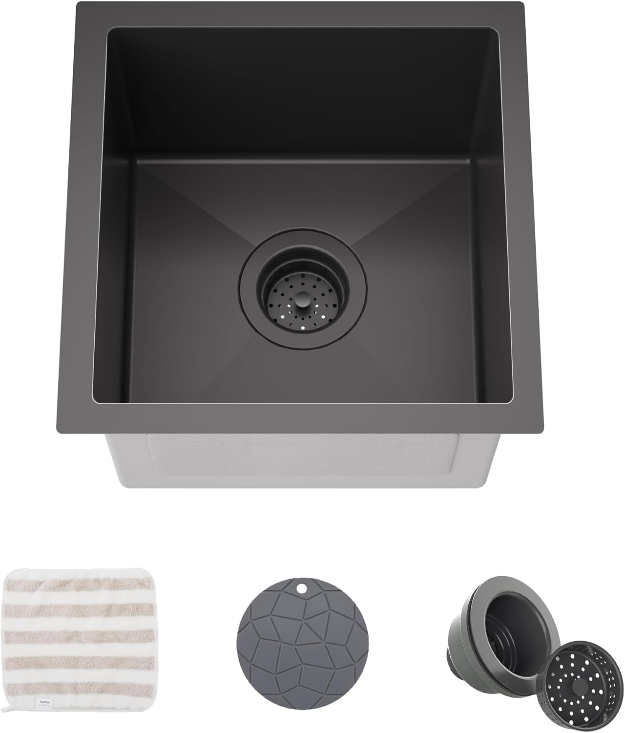 TORVA 15 x 17 Inch Undermount Kitchen Sink, Premium 304 Stainless Steel Bar Sink - 9 Inches Deep Basin Single Bowl Sink