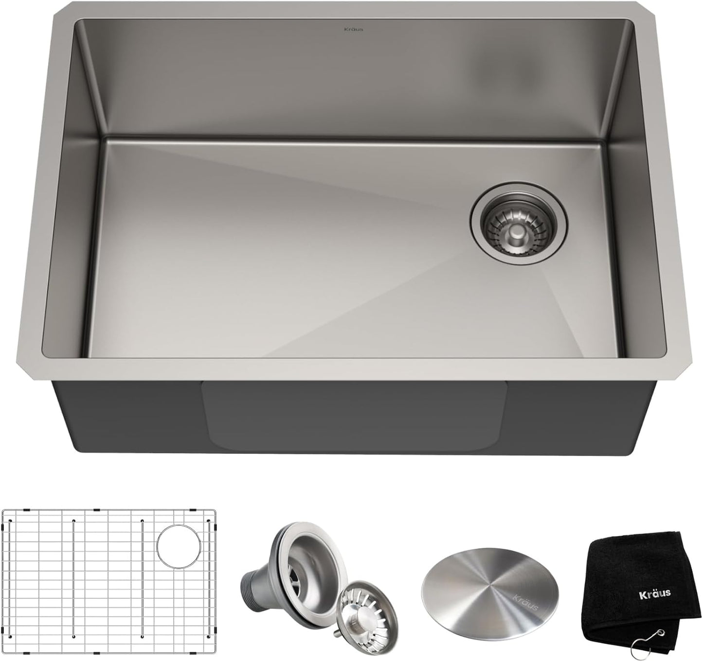 KRAUS Fairlane 33-inch Undermount Single Bowl 18-Gauge Stainless Steel Kitchen Sink, KHU640-33