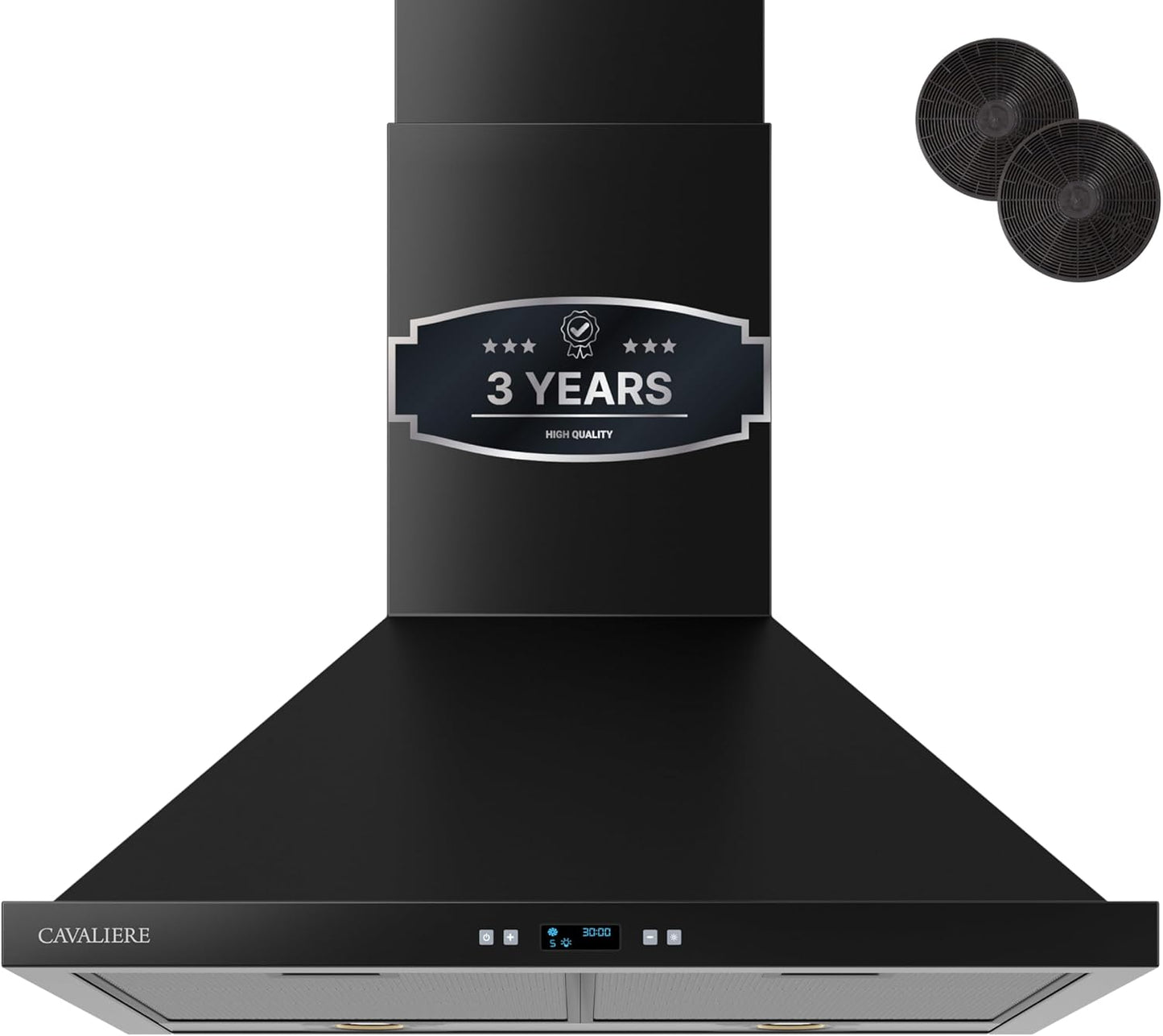 CAVALIERE Wall Mount Range Hood 30 Inch, 3-Year Warranty, Value-Focused 400 CFM, Enhanced Stainless Steel Kitchen Exhaust Fan, LED Light, Baffle Filter, 3 Speed Fan, Button Control