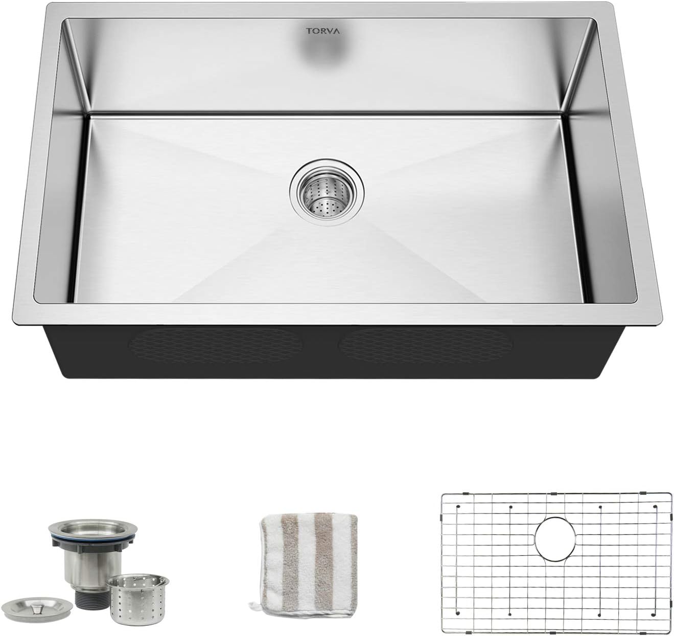 TORVA 15 x 17 Inch Undermount Kitchen Sink, Premium 304 Stainless Steel Bar Sink - 9 Inches Deep Basin Single Bowl Sink