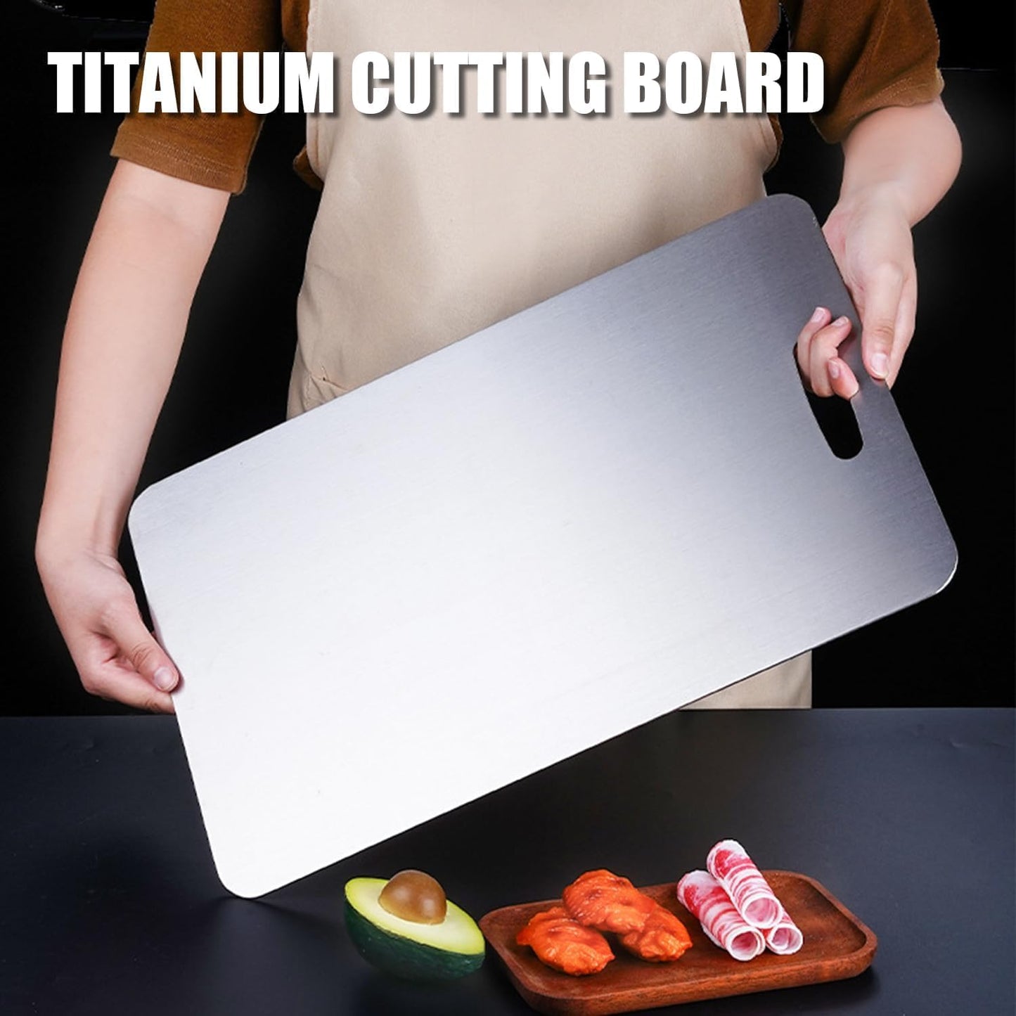 Titanium Cutting Board - 2025 New Upgrade 100% Pure Titanium Cutting Boards for Kitchen Double Sided Non Toxic Titanware Cutting Board,Hygiene Durable Dishwasher Safe Chopping Board (12"L x 9"W)