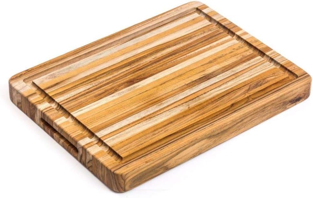 Teakhaus Cutting Board - Extra Large (XL) Wood Cutting Board with Grip Handles - Reversible Teak Edge Grain Wood - Knife Friendly - FSC Certified