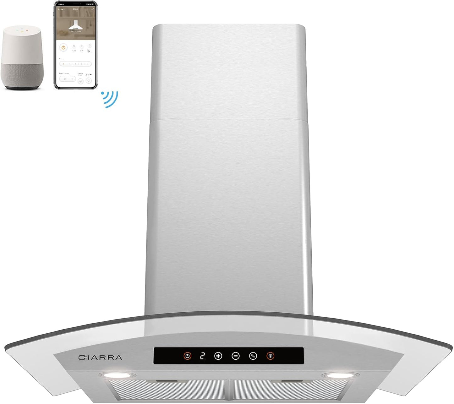 CIARRA Black Range Hood 30 inch with Carbon Filters 450 CFM Stove Vent Hood for Kitchen Auto Shut Off Function CAB75502-003