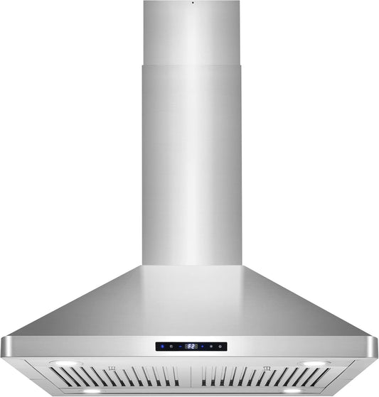 COSMO COS-63ISS75 30 in. Lumin Collection 380 CFM Ducted Island Range Hood, Soft Touch Controls, LED Lights, Stainless Steel