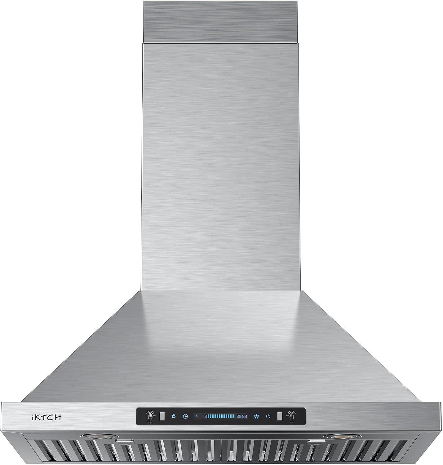 IKTCH 30-inch Wall Mount Range Hood 900 CFM Ducted/Ductless Convertible, Kitchen Chimney Vent Stainless Steel with Gesture Sensing & Touch Control Switch Panel, 2 Pcs Adjustable Lights(IKP02-30'')