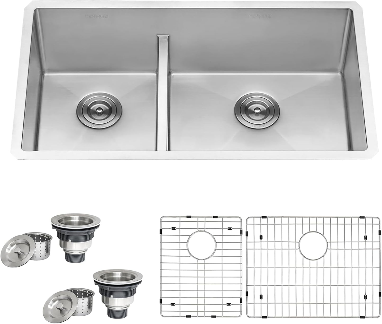 Ruvati 36-inch Low-Divide Undermount kitchen Sink - 60/40 Double Bowl kitchen Sink - 16 Gauge Stainless Steel Kitchen Sink with Brushed Finish, Easy-to-Clean, Undermount Sink - RVH7417