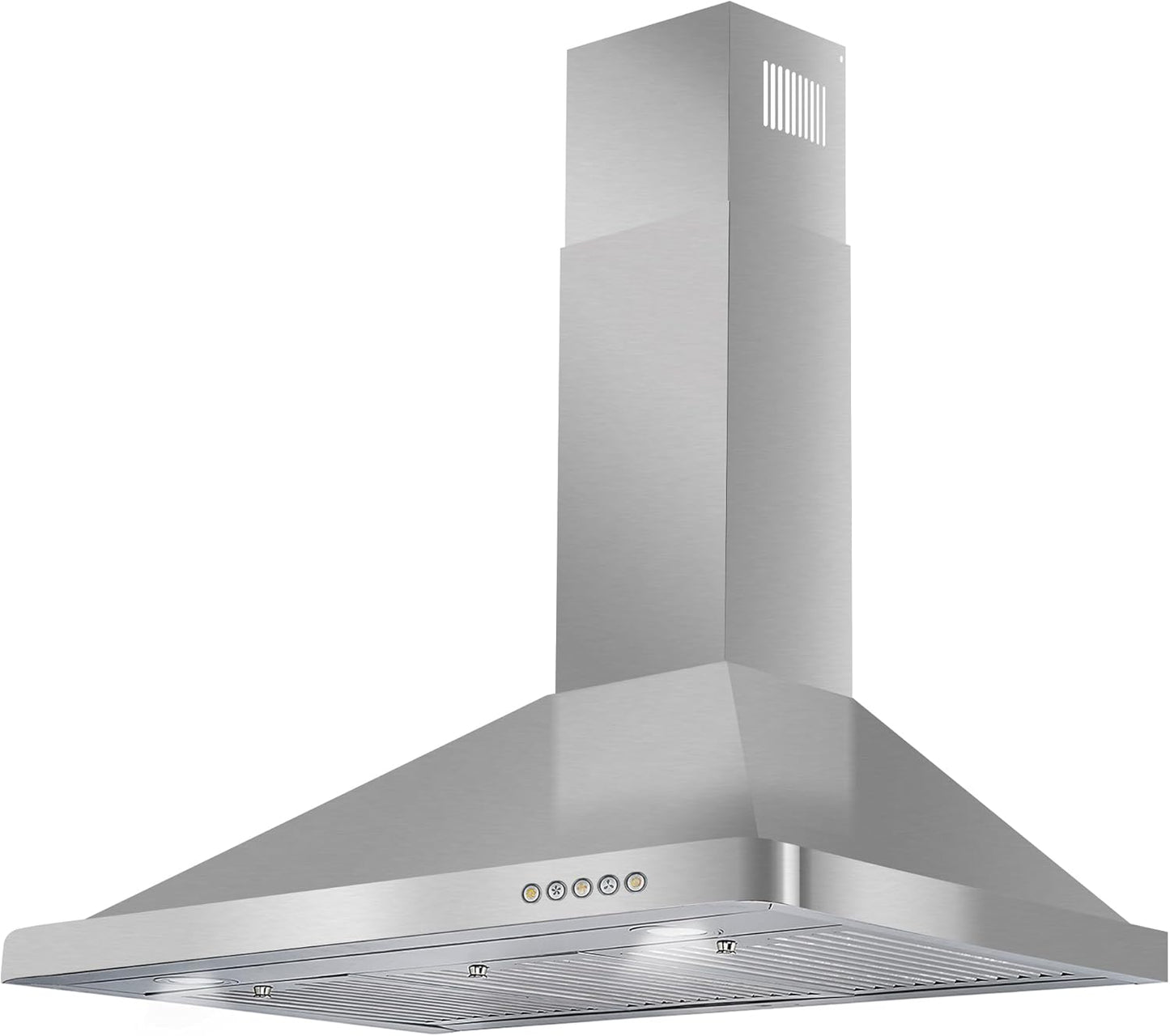 COSMO COS-63190 36 in. Vista Collection 380 CFM Ducted Wall Mount Range Hood, Button Controls, LED Lights, Stainless Steel