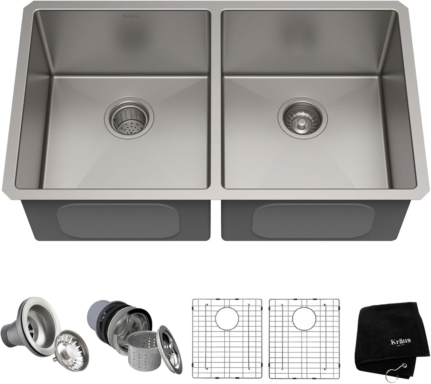 Kraus KHU100-32 Standart PRO 16 Gauge Undermount Single Bowl Stainless Steel Kitchen Sink, 32 Inch