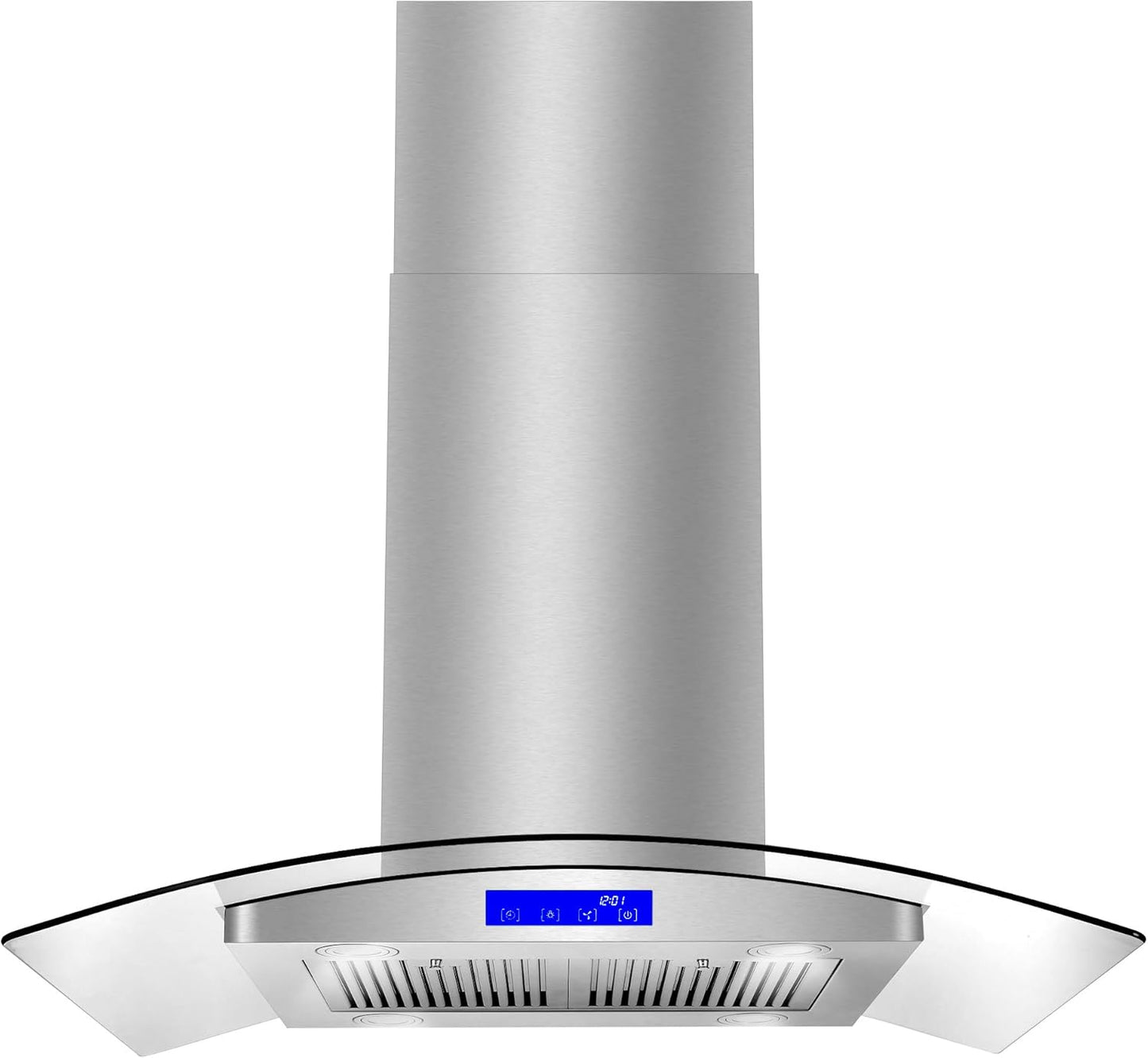 COSMO COS-63ISS75 30 in. Lumin Collection 380 CFM Ducted Island Range Hood, Soft Touch Controls, LED Lights, Stainless Steel