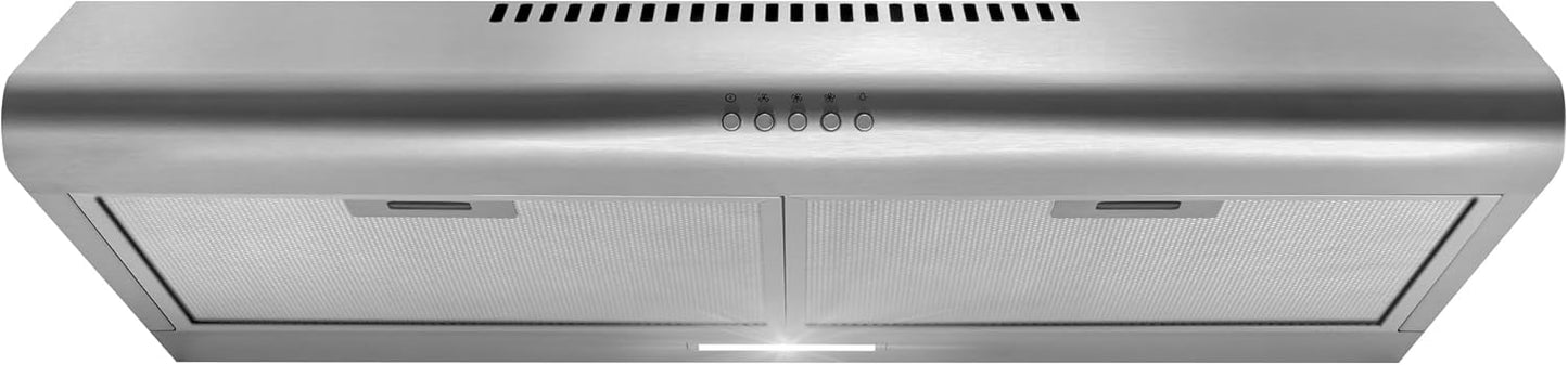 COSMO COS-5MU36 36 in. Delta Collection Ducted Under Cabinet Range Hood, Button Controls, Reusable Filters, LED Lights, Stainless Steel