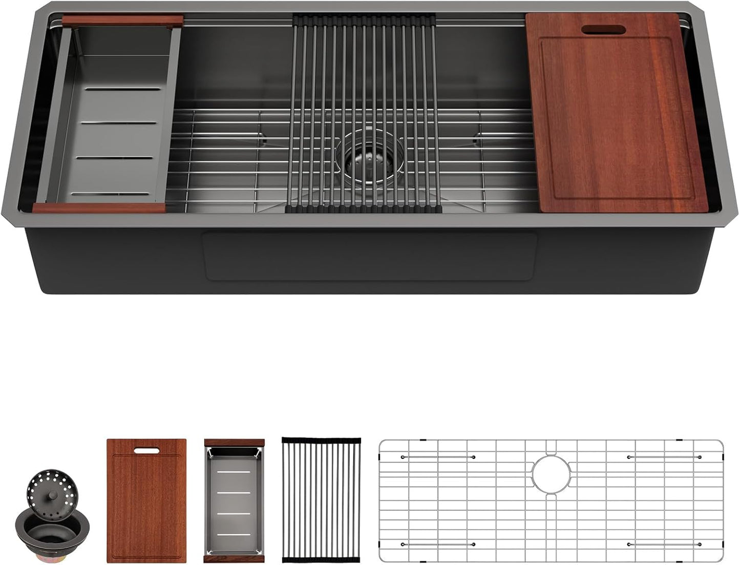 Sarlai 33 Undermount Sink Gold Stainless - 33" x19" Kitchen Sink Ledge Workstation Gold 16 Gauge Stainless Steel Deep Single Bowl Under Counter Rectangular Kitchen Sinks Basin