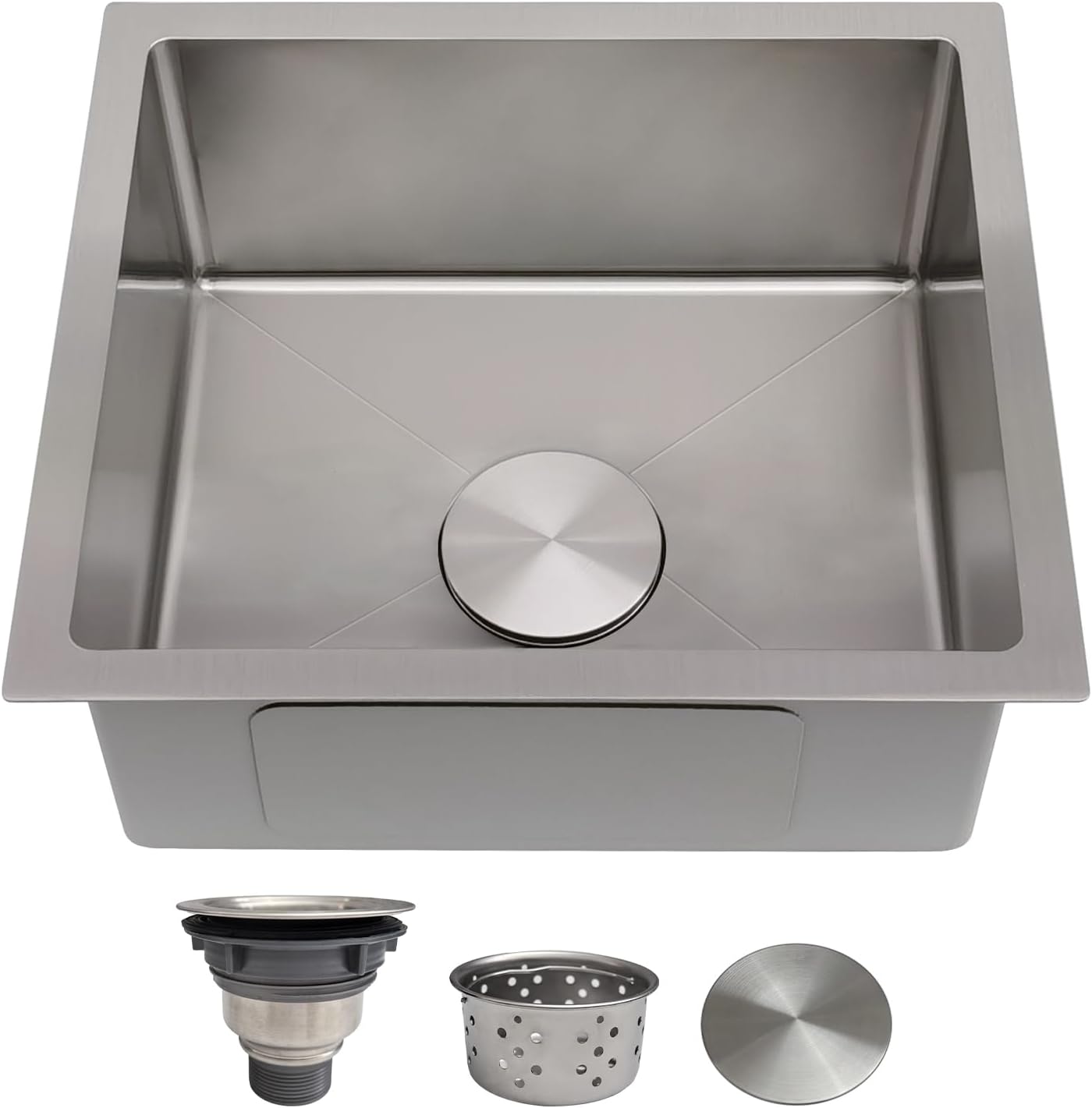 15 Inch Bar Sink Drop In - Delironexu 18 Gauge Stainless Steel Small Kitchen Sink, 15"x15" Single Bowl Square Wet Bar with Brushed Finish for Outdoor, RV, and Prep Use