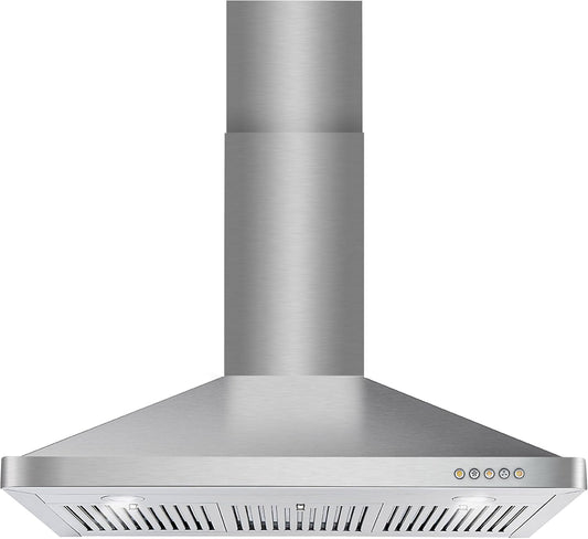 COSMO COS-63190 36 in. Vista Collection 380 CFM Ducted Wall Mount Range Hood, Button Controls, LED Lights, Stainless Steel